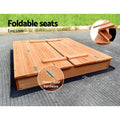 Keezi Kids Sandbox 90cm Foldable Seat Wooden Sand Pit Outdoor