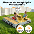 Keezi Wooden Sandpit 120cm Car Sandbox w/ Storage & Ground Sheet