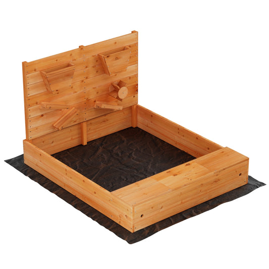 Keezi Wooden Sandbox 120cm with Cover Funnel Outdoor Toys