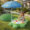 Keezi Kids Sandpit Turtle Sandbox Toys with Umbrella Lid Green 8 Accessories 3+