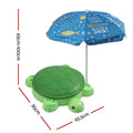 Keezi Kids Sandpit Turtle Sandbox Toys with Umbrella Lid Green 8 Accessories 3+