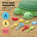 Keezi Kids Sandpit Turtle Sandbox Toys with Umbrella Lid Green 8 Accessories 3+