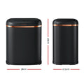 Devanti 38L Motion Sensor Automatic Rubbish Bin Black