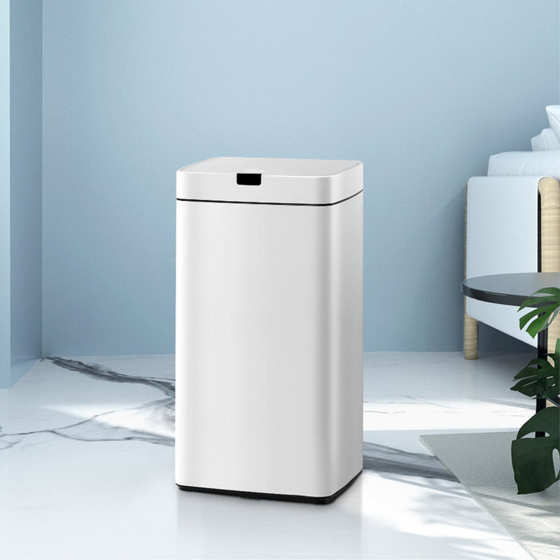 Devanti 45L Motion Sensor Automatic Rubbish Bin White