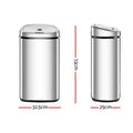 Devanti 50L Motion Sensor Automatic Rubbish Bin Silver