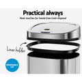 Devanti 50L Motion Sensor Automatic Rubbish Bin Silver