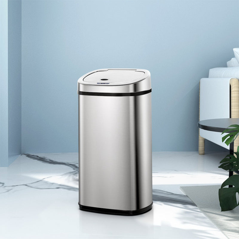 Devanti 50L Motion Sensor Automatic Rubbish Bin Silver