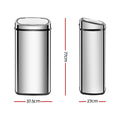 Devanti 68L Motion Sensor Automatic Rubbish Bin Silver