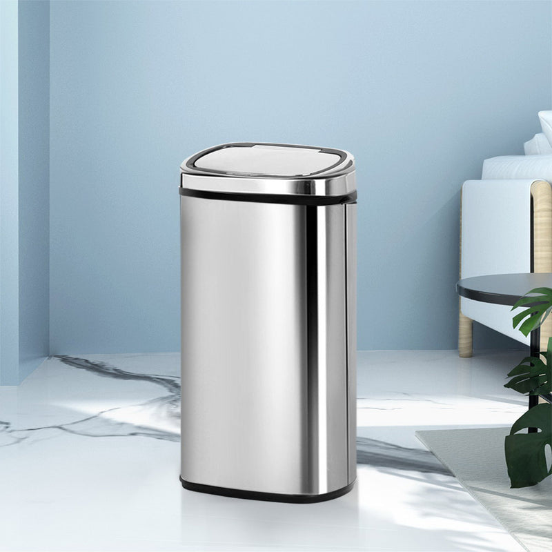 Devanti 68L Motion Sensor Automatic Rubbish Bin Silver