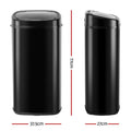 Devanti 68L Motion Sensor Rubbish Bin Automatic Black