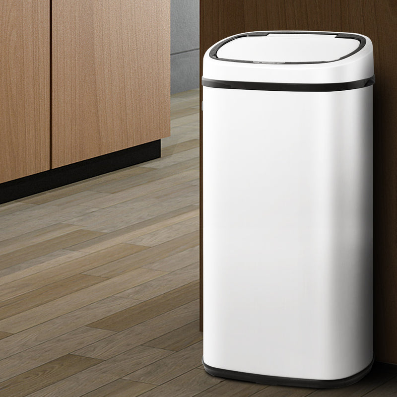 Devanti 68L Motion Sensor Automatic Rubbish Bin White