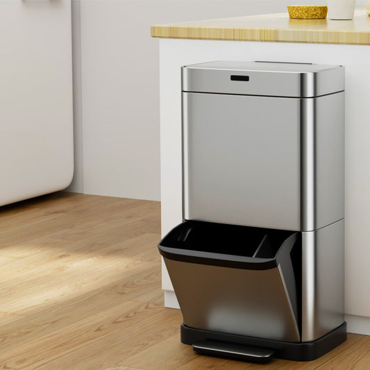 Devanti 70L Motion Sensor Automatic Bin Silver Pedal