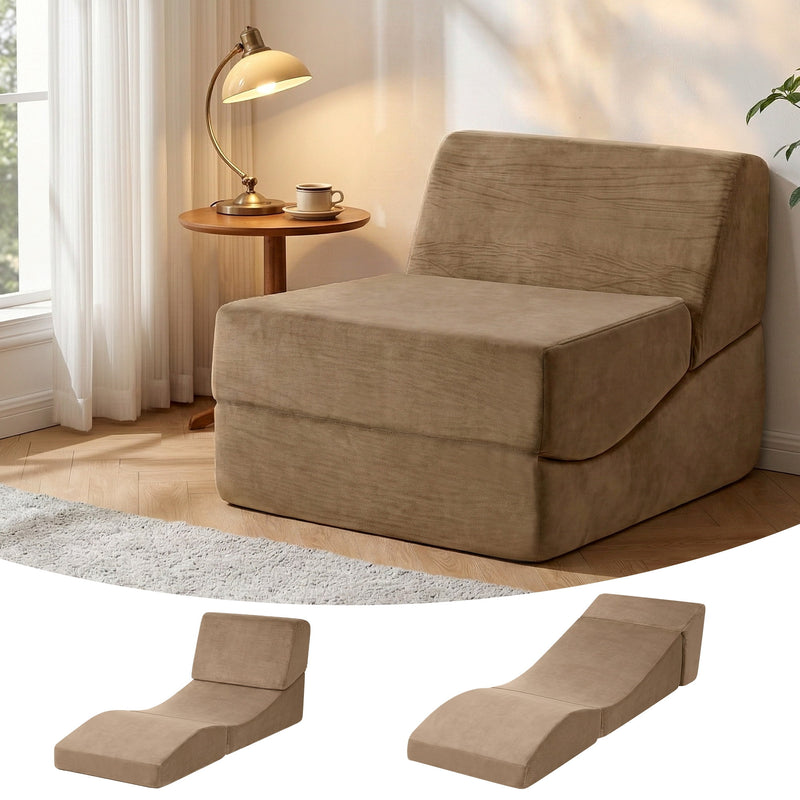 Artiss Folding Sofa Bed Foam Futon Lounger Brown Armless
