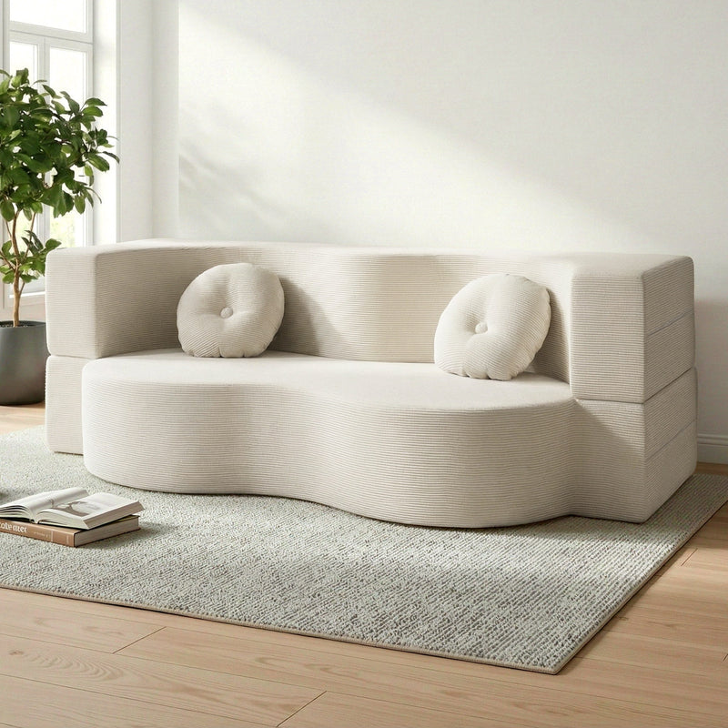 Artiss Folding Sofa Bed 2-in-1 Futon Convertible Loveseat Beige
