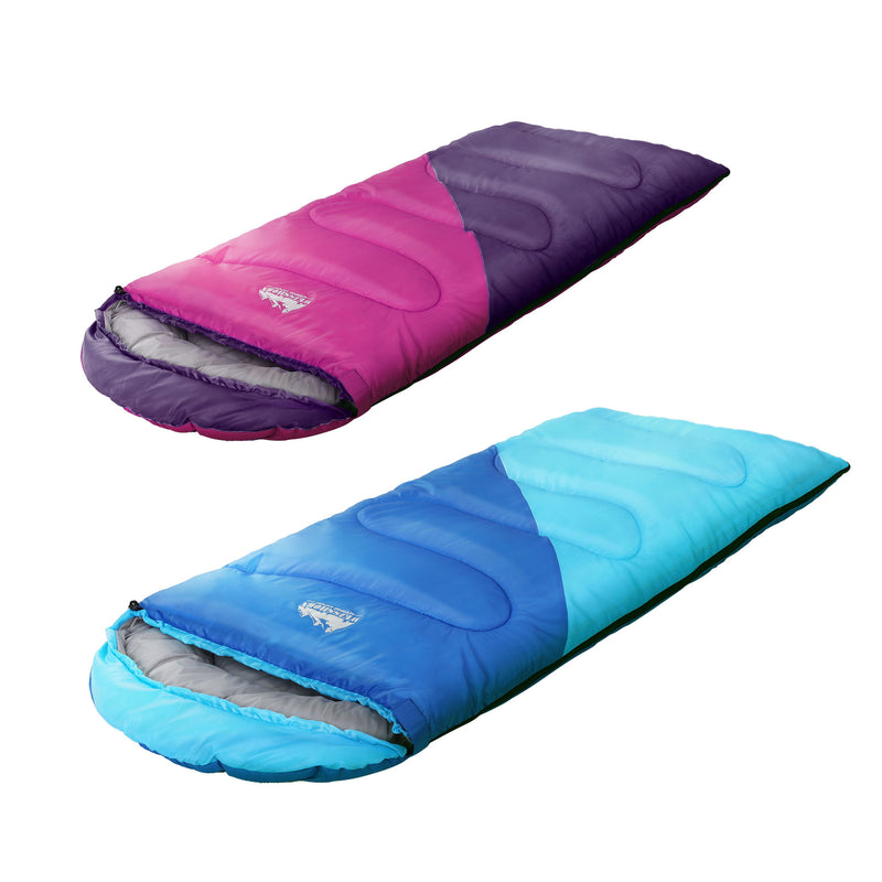 Weisshorn Sleeping Bag Set 2 Kids Single 172cm Thermal Camping