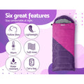 Weisshorn Kids Sleeping Bag 172cm Pink Thermal Camping Hiking