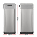 Devanti 50L Motion Sensor Rubbish Bin Automatic Trash Can Silver