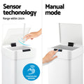 Devanti 50L Motion Sensor Automatic Rubbish Bin White Trash Can