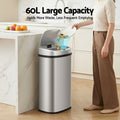 Devanti 60L Automatic Sensor Motion Rubbish Bin Silver