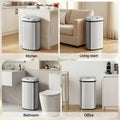 Devanti 60L Automatic Sensor Motion Rubbish Bin Silver
