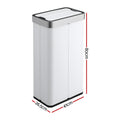 Devanti 70L Automatic Sensor Rubbish Bin Touchless White Kitchen Garbage