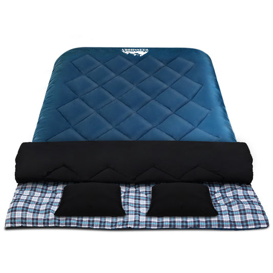 Weisshorn Double Sleeping Bag -10°C Thermal Camping Hiking Blue