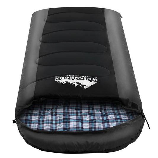 Weisshorn Sleeping Bag Single -20°C Thermal Camping Hiking Black