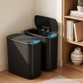 Devanti Automatic Trash Bin 2PCS with Lid 11L Motion Sensor Kitchen Bin Touchless Garbage Can Modern Black Plastic Slim Rubbish Bin with Liner Holder for Kitchen, Home, Office