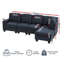 Artiss 5-seater Modular Sofa Chaise Dark Grey