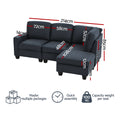 Artiss 4 Seater Modular Sofa Chaise Lounge Dark Grey