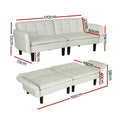Artiss 3 Seater Sofa Bed Tufted Beige Faux Linen