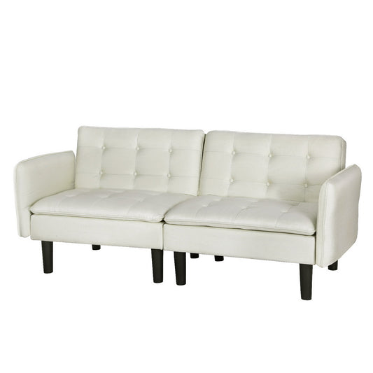 Artiss 3 Seater Sofa Bed Tufted Beige Faux Linen
