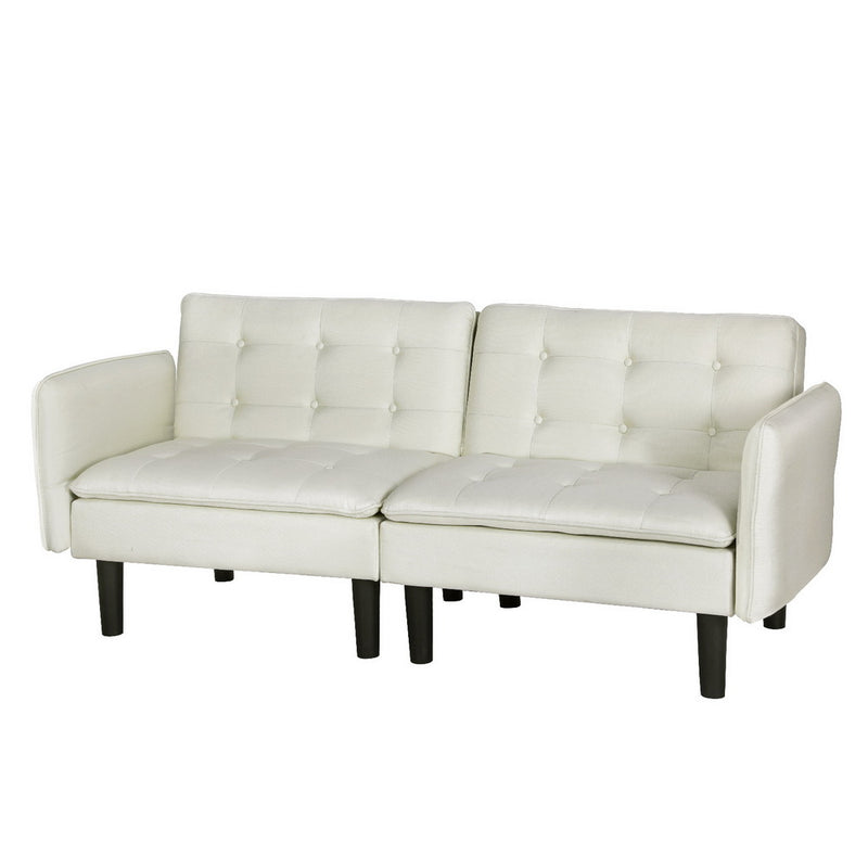 Artiss 3 Seater Sofa Bed Tufted Beige Faux Linen
