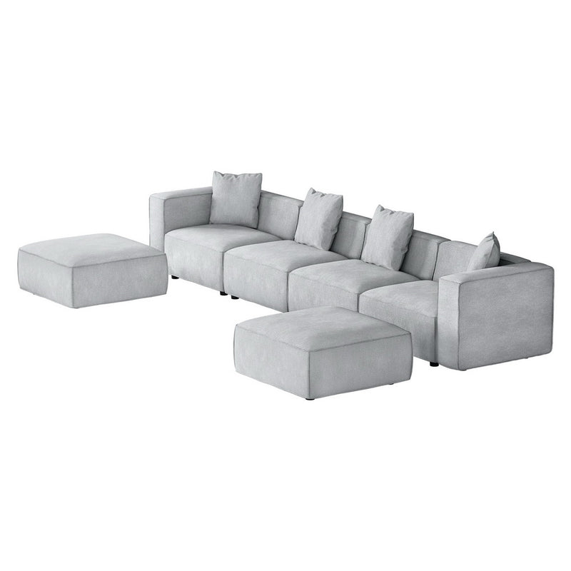 Artiss Modular Sofa 6-Seater Chaise Grey