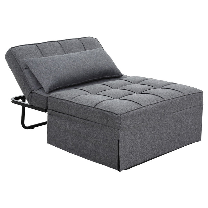 Artiss Sofa Bed 1 Seater Convertible Lounge Recliner Linen Grey