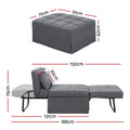 Artiss Sofa Bed 1 Seater Convertible Lounge Recliner Linen Grey