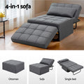 Artiss Sofa Bed 1 Seater Convertible Lounge Recliner Linen Grey