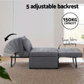 Artiss Sofa Bed 1 Seater Convertible Lounge Recliner Linen Grey