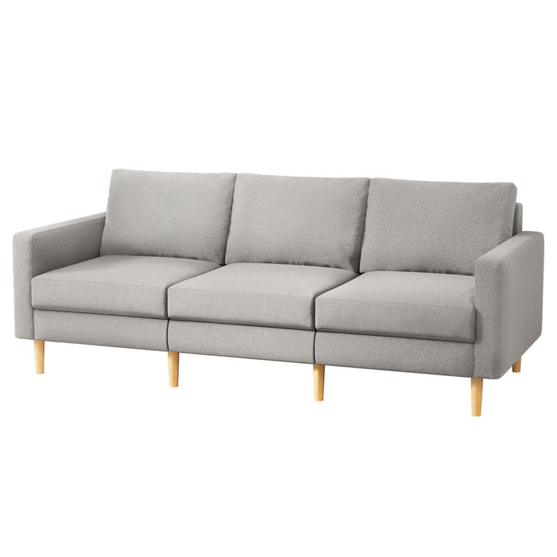 Artiss 3 Seater Sofa 225cm Grey Linen Fabric Couch
