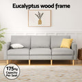 Artiss 3 Seater Sofa 225cm Grey Linen Fabric Couch