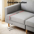 Artiss 3 Seater Sofa 225cm Grey Linen Fabric Couch
