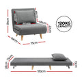 Artiss Sofa Bed Convertible Couch Recliner Linen Grey