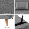 Artiss Sofa Bed Convertible Couch Recliner Linen Grey