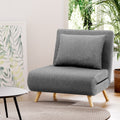 Artiss Sofa Bed Convertible Couch Recliner Linen Grey