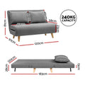 Artiss 2 Seater Sofa Bed Convertible Couch Recliner Linen