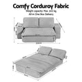 Artiss Convertible Sofa Bed Grey Corduroy 30D Foam Sleeper