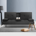 Artiss Sofa Bed 175cm Dark Grey Fabric Lounge Couch