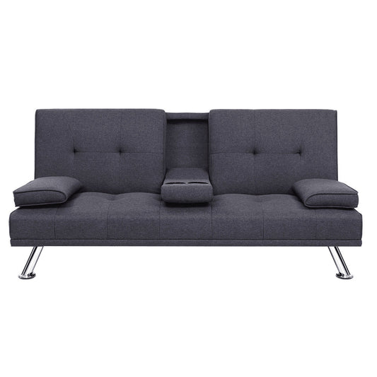 Artiss Sofa Bed 175cm Dark Grey Fabric Lounge Couch