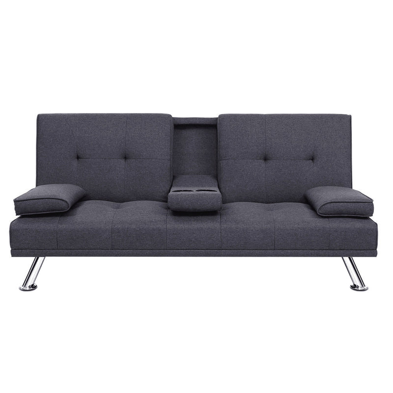 Artiss Sofa Bed 175cm Dark Grey Fabric Lounge Couch