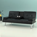 Artiss Sofa Bed 168cm Black PU Leather Couch